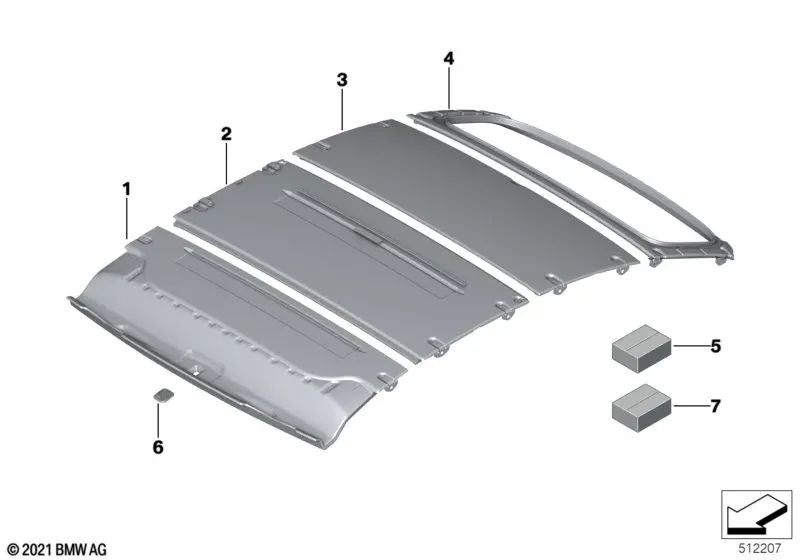 Reparatursatz für die hintere Dachreling für BMW G23, G83 (OEM 54345A05DF8). Original BMW.