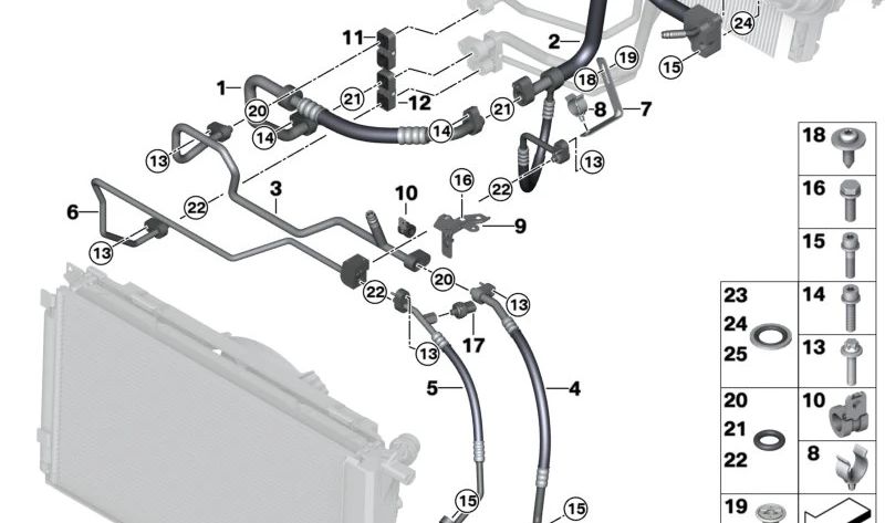 Tubería de presión delantera para BMW I01, I01N (OEM 64539291275). Original BMW.