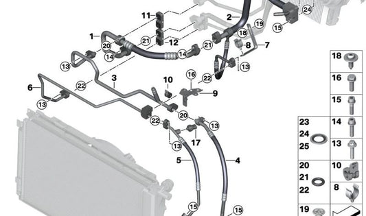 Tubería de presión delantera para BMW I01, I01N (OEM 64539291275). Original BMW.