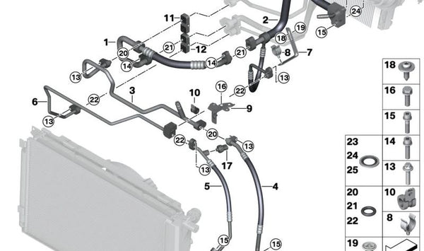 Tubería de presión delantera para BMW I01, I01N (OEM 64539291278). Original BMW