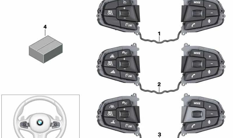 **Botón para volante multifunción OEM 61317854190 para BMW F90, G30, G31, G32, G01, F97, G02, F98. Original BMW**