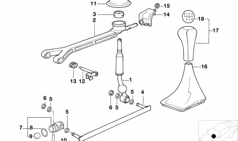 Copertura in pelle per cambio in pelle OEM 25111221886 per BMW E34. BMW originale.