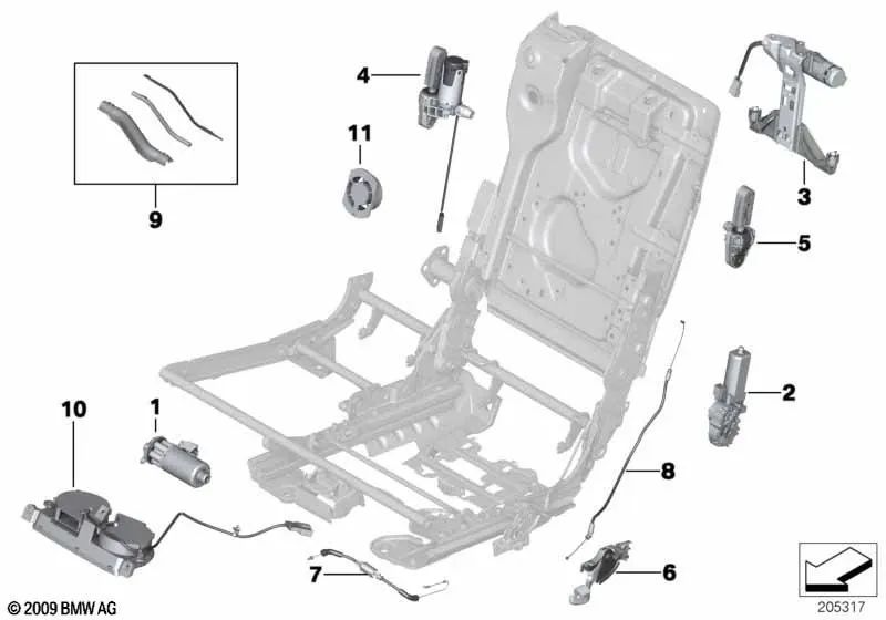 Bowden cable for backrest tilt adjustment for BMW F07, F07N (OEM 52207279568). Original BMW