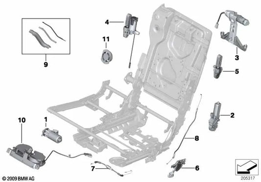 Bowden cable for backrest tilt adjustment for BMW F07, F07N (OEM 52207279568). Original BMW