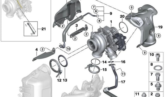 Tubo de óleo OEM 11428472392 para BMW F45, F46, F48, F39, F55, F56, F57, F54, F60. BMW original.