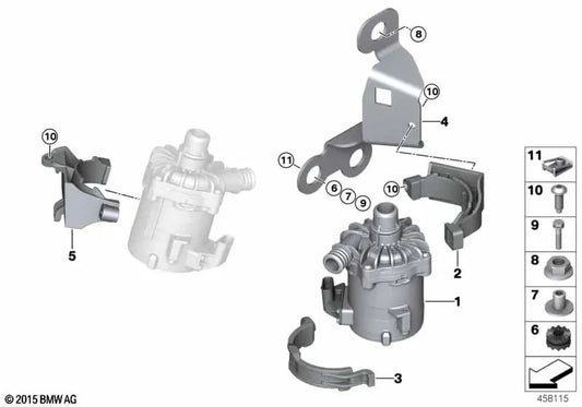 Soporte para bomba eléctrica de refrigerante para BMW X5 F85, X6 F86 (OEM 17127850112). Original BMW.