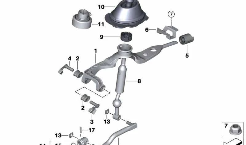 Schaltstange für BMW 3er E90, E91, E92 (OEM 25117545111). Original BMW