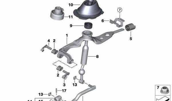 Palanca de cambios OEM 25117590608 para BMW E90, E91, E92, E93, E84. Original BMW.