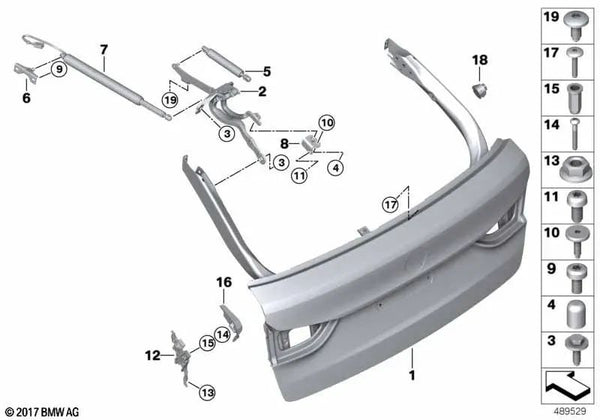 Elemento de ajuste luneta trasera derecha para BMW G31, G31N (OEM 51247370330). Original BMW.