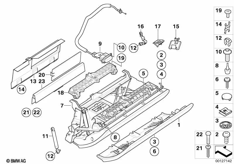 Botón guantera para BMW Serie 6 E63, E64 (OEM 51166958194). Original BMW.