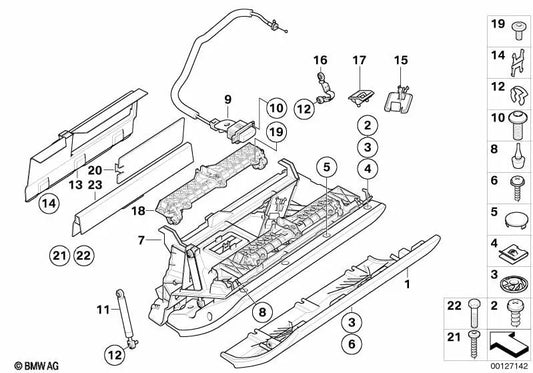 Botón guantera para BMW Serie 6 E63, E64 (OEM 51166958194). Original BMW.