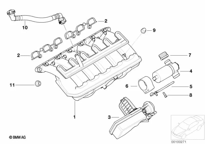 T-shaped idle control valve for BMW 3 Series E46 (OEM 13417515365). Original BMW