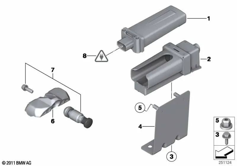 Soporte para unidad de control RDC para BMW Serie 1 E82, E88 Serie 4 F82 X1 E84 X3 F25 X4 F26 (OEM 36136796534). Original BMW