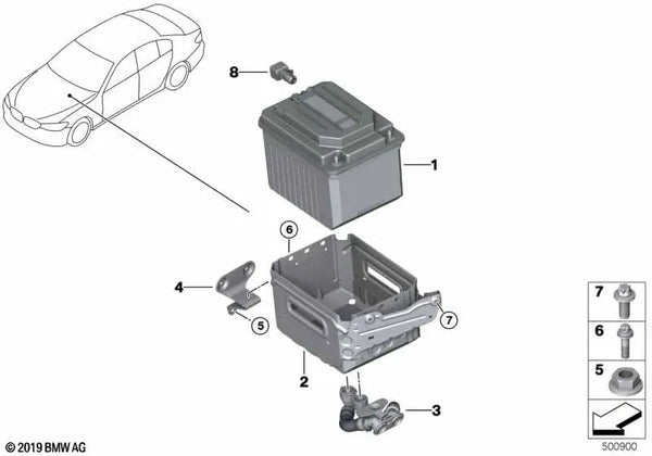 Soporte para batería de 48 V para BMW G30, G31, G32N, G11N, G12N, G14, G15, G16 (OEM 61218780792). Original BMW.