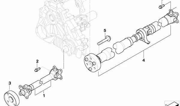 Eje de transmisión trasero OEM 26107572516 para BMW X3 E83. Original BMW.