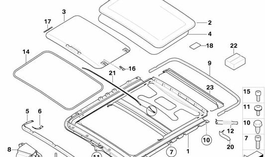 Junta del Marco del Techo Corredizo para BMW Serie 3 E46 (OEM 54138217996). Original BMW