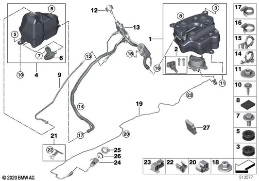 Clip para BMW Serie 5 G31, G31N Serie 6 G32, G32N (OEM 16117428319). Original BMW