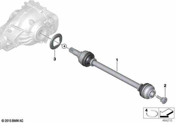 Eje de transmisión trasero derecho para BMW Serie 5 G30, G31 (OEM 33208664048). Original BMW