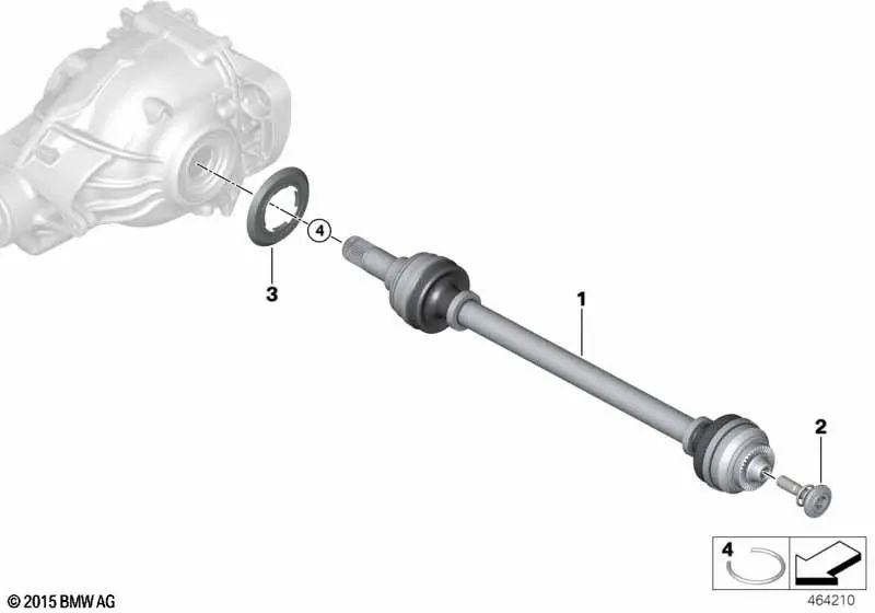 Rear right output shaft for BMW G05, G06, G07 (OEM 33208487512). Original BMW