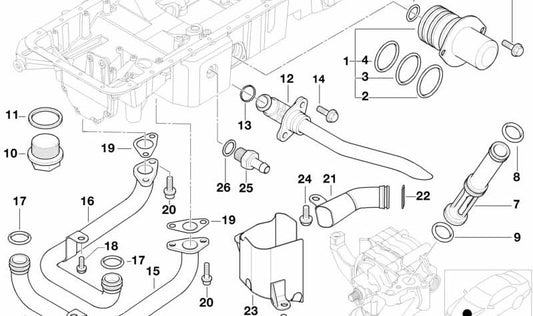 Junta tórica (O-Ring) OEM 11421406872 para BMW E39, E52. Original BMW.