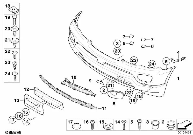 Cubierta faro antiniebla imprimada izq. para BMW E53 (OEM 51117129299). Original BMW