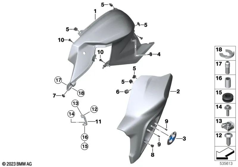 Soporte de Carenado derecho para BMW Motorrad F, K73 (OEM 46638530209). Original BMW Motorrad