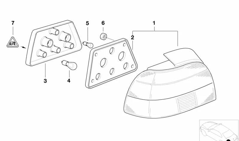 Porta lámpara izquierda para BMW E39 (OEM 63218363565). Original BMW.