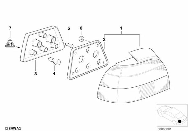 Luz trasera izquierda para BMW Serie 5 E39 (OEM 63218363557). Original BMW