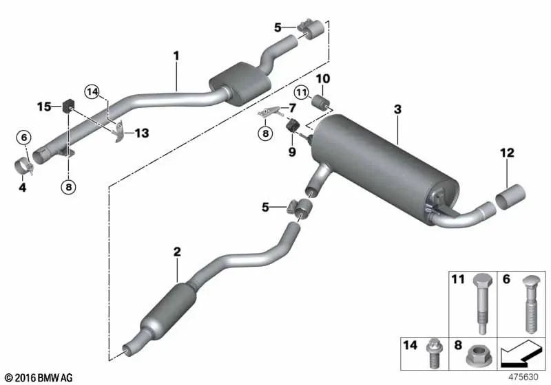 Endschalldämpfer für BMW 3er F30N (OEM 18309489820). Original BMW