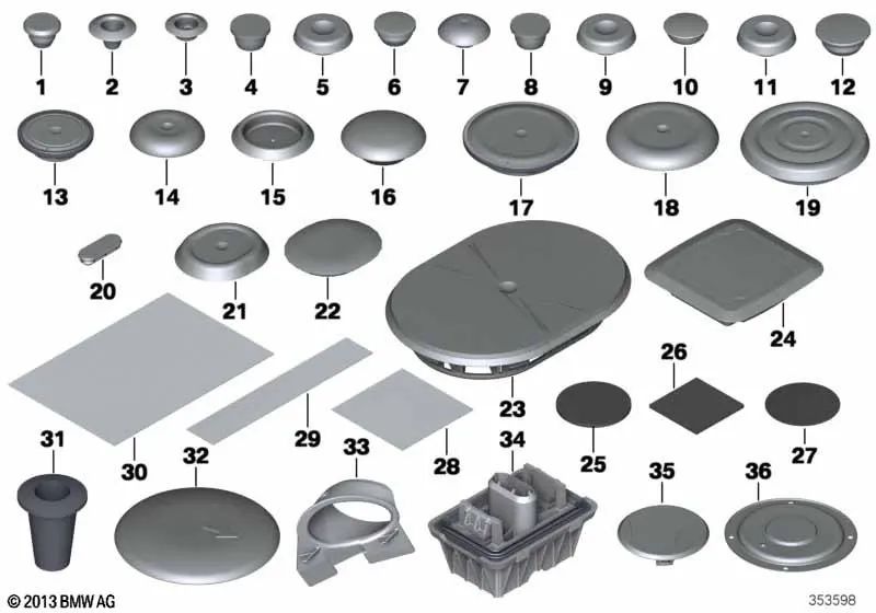 Tapa de protección para el paso de rueda para BMW Serie 1 E81, E82, E87, E87N, E88, Serie 3 E90, E90N, E91, E91N, E92, E92N, E93, E93N, X1 E84 (OEM 51717075841). Original BMW.