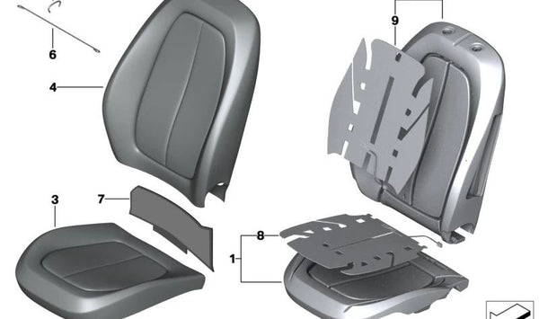 Funda Básica de Asiento de Cuero para BMW Serie 1 F40, F52, Serie 2 F44, F45N, F46N, X1 F48, F49, X2 F39 (OEM 52107482594). Original BMW