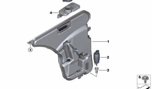 OMParabrisas Liquid Tank OEM 61669478622 pour BMW F91, F92, F93, G14, G15, G16. BMW d'origine.