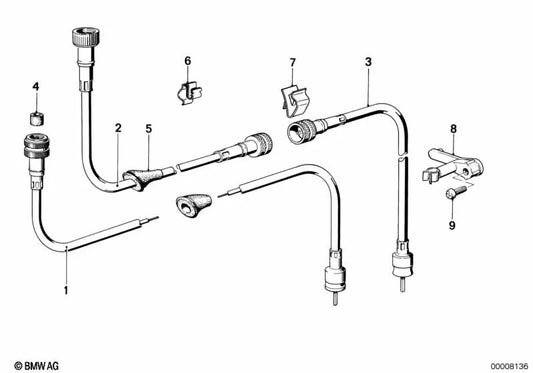 Cable de cuentakilómetros para BMW Serie 6 E24 (OEM 62121366555). Original BMW