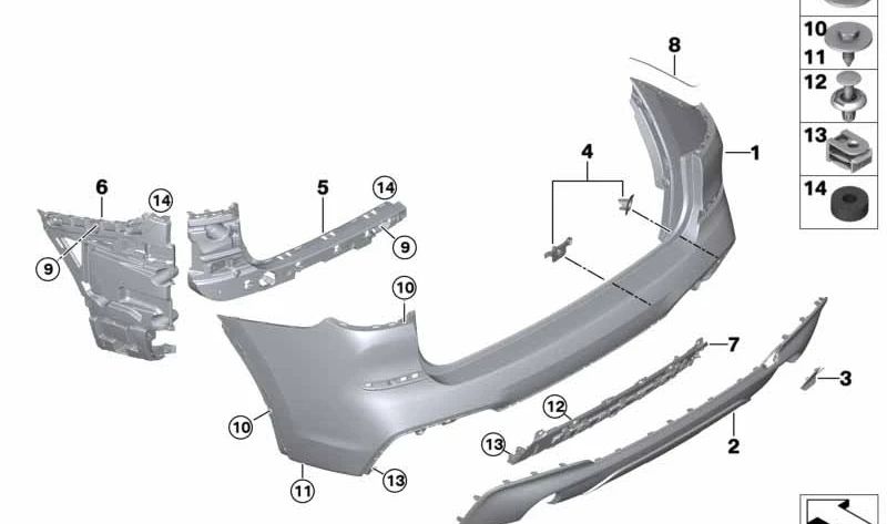 Difusor trasero inferior OEM 51128094863 para BMW X3 (G01). Original BMW.