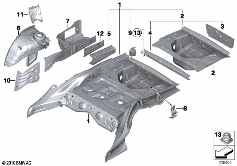 Extensión del paso de rueda trasero izquierdo para BMW Serie 6 F12, F13 (OEM 41007263825). Original BMW