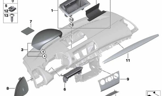 Cubierta del tablero de instrumentos para BMW Serie 1 E81, E82, E87N, E88 (OEM 51456989723). Original BMW