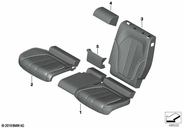 Funda Base Respaldo Cuero Izquierda para BMW X5 G05, G07, G05N, G07N (OEM 52205A19E31). Original BMW