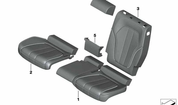 Funda de respaldo central en cuero original OEM 52208493774 para BMW G05 (X5), G07 (X7).