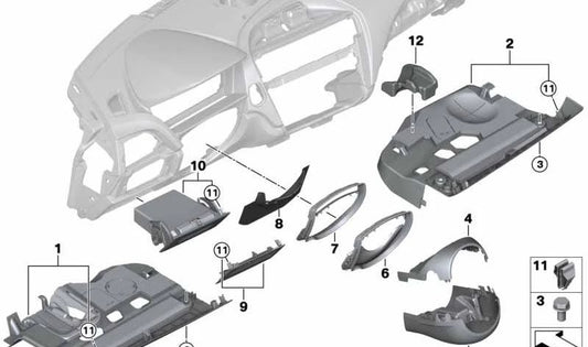 Compartimento plegable lado conductor para BMW F20, F21, F22, F23, F87 (OEM 51459236585). Original BMW