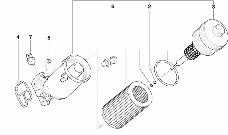 Filtro de aceite para BMW Serie 3 E36, Serie 5 E34 E39, Serie 7 E38 (OEM 11422246395). Original BMW