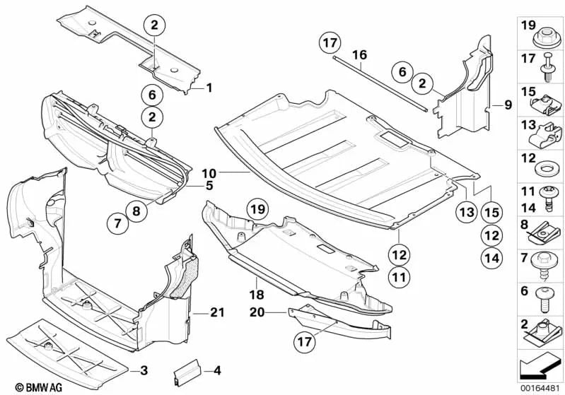 Front engine compartment protection for BMW E63, E63N, E64, E64N (OEM 51757009723). Genuine BMW