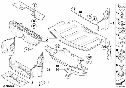 Guía de aire delante inferior para BMW Serie 6 E63, E64 (OEM 51747052473). Original BMW