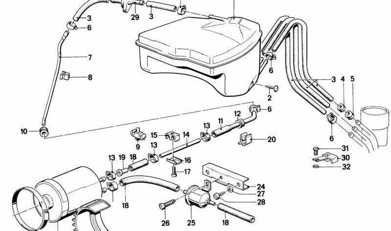 Abrazadera de Manguera para BMW E28, E24 (OEM 16131152916). Original BMW