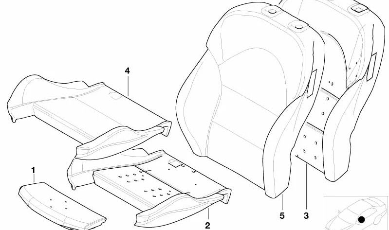 Parte de acolchado para soporte de muslo para BMW E46, E63 (OEM 52102695385). Original BMW