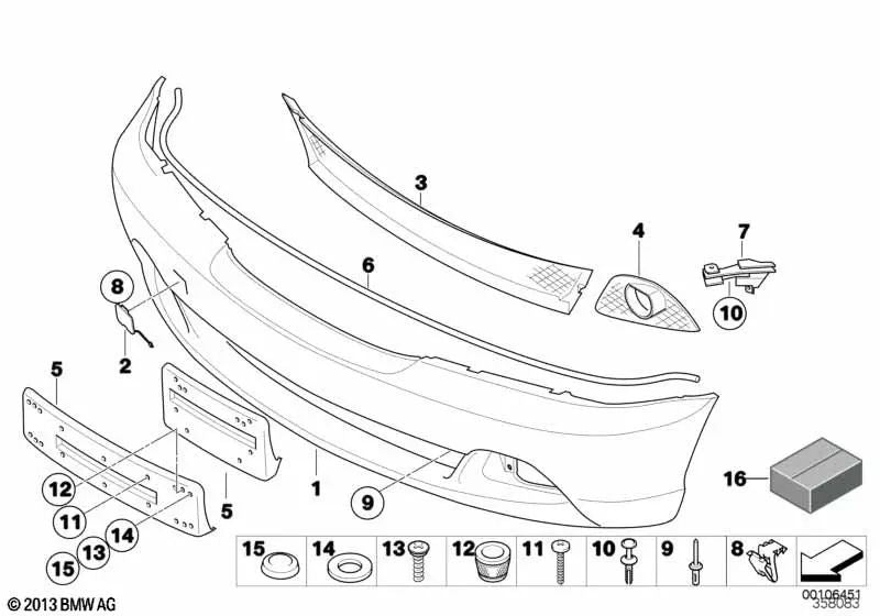 Revestimiento del parachoques delantero imprimado para BMW Serie 3 E46 (OEM 51117076720). Original BMW.