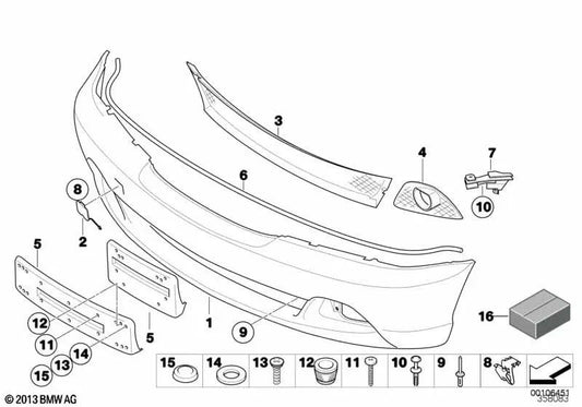 Revestimiento del parachoques delantero imprimado para BMW Serie 3 E46 (OEM 51117076720). Original BMW.