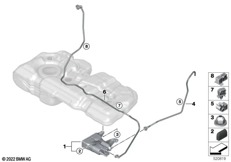 Clip para BMW Serie 1 F20N, F21N, F40; Serie 2 F22N, F23N, F44, F45N, F46N, U06; Serie 3 G20, G20N, G21, G21N, G28, G28N; Serie 4 G22, G23, G26; Serie 5 G30, G30N, G31, G31N; Serie 6 G32, G32N; Serie 7 G11N, G12N; Serie 8 G14, G15, G16; X1 F48, F48N, U11;