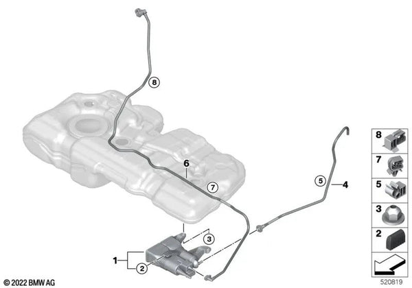 Tubo de ventilación para BMW Serie 2 U06, X1 U11 (OEM 16138742483). Original BMW