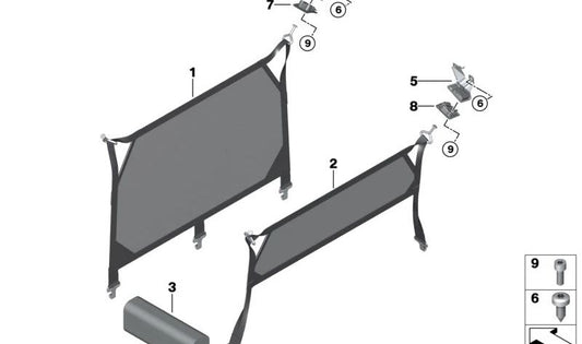 Rede de separador de bagagem OEM 51477399196 para BMW F48. BMW original.