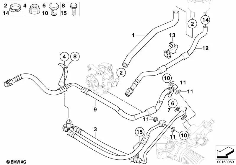 Saugleitung para BMW E60N, E61N, E63N, E64N (OEM 32416774187). Original BMW